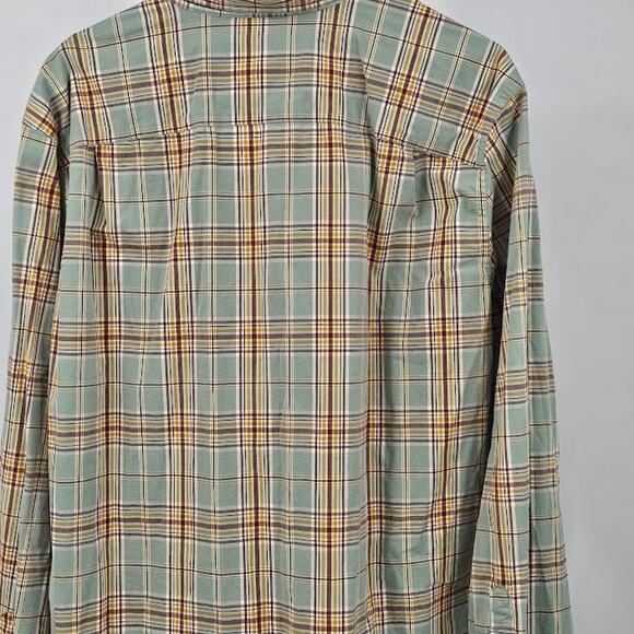 George Men’s 2XL Green Brown Checked Classic Fit Button Shirt Casual Plaid - Picture 2 of 6